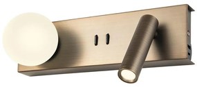 Redo 01-4662 - LED nástenné svietidlo NORMA LED/5W/230V+LED/3W CRI90 USB bronzové