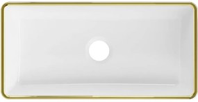 Mexen Nadia, umývadlo na dosku 46x23x12 cm, biela lesklá-zlatý okraj, 21614605