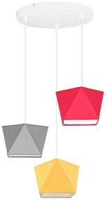 Detské závesné svietidlo Diamond, 3x textilné tienidlo (mix 10 farieb), (výber z 5 farieb konštrukcie), o