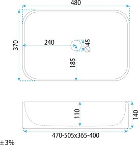 Rea Atria, umývadlo na dosku 500×400×140 mm, biela lesklá, REA-U3503