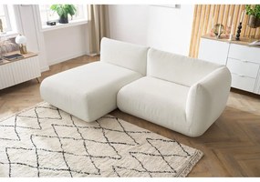 Biela menčestrová rohová pohovka (ľavý roh) Lecomte - Bobochic Paris