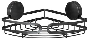 Čierna rohová polica do kúpeľne Wenko Static-Loc® Pavia, šírka 27 cm