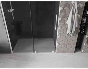 Mexen Velar, posuvné sprchové dvere do otvoru 160 cm, 8mm šedé sklo, biela matná, 871-160-000-41-20