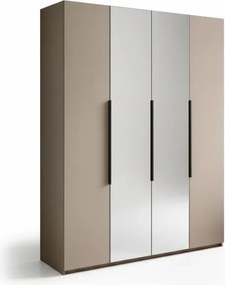 Moderná šatníková skriňa NICEA 180 so zrkadlom – Hlínová béžová