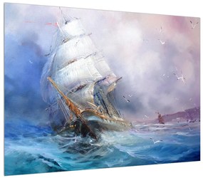 Obraz lode na rozbúrenom mori (70x50 cm)