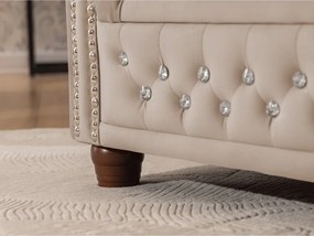 Béžová zamatová rozkladacia rohová pohovka (pravý roh/do L) York Blik – Ropez