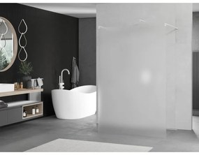 Mexen Kioto, priechodná sprchová zástena 100 x 200 cm, 8mm sklo námraza, 2x biela stabilizačná rozpera, 800-100-002-20-30