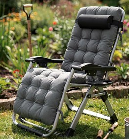 Polohovateľné skladacie záhradné lehátko s poduškou TDC01-BK čierna