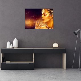 Sklenený obraz - Zlatá kráľovná (70x50 cm)
