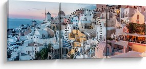 Obraz - Súmrak v Santorini (s hodinami) (90x30 cm)
