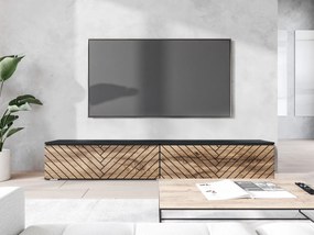 TV stolík/skrinka Dlone 180 MDF, Farby: čierny grafit / dub wotan, Osvetlenie: bez osvetlenia