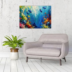 Sklenený obraz - Maľba podmorského sveta (70x50 cm)