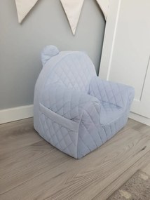 Detské kreslo zo zamatového velvetu SVETLO MODRÉ