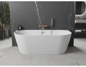 Mexen Oval, voľne stojaca nástenná vaňa 180 x 80 cm, biela, ružové zlato prepad, 52671808000-60