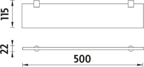 Nimco Polica bez ohrádky, 50 cm BORMO - BR 11091B-50-26
