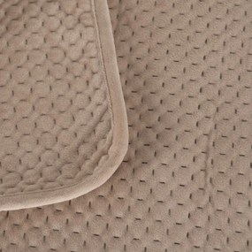 Béžový zamatový prešívaný pléd 240x260 cm – Ixia