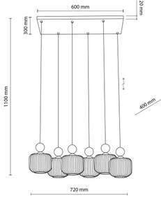 Závesný luster na lanku BALLO 6xE14/10W/230V béžová