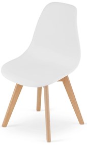 Jedálenský set 1 + 4, stôl RAMOD 100x60 cm biely/dekor dub + biela stolička KITO