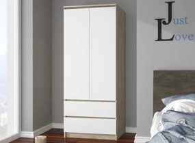Šatníková skriňa Star 90 cm dub sonoma/biela