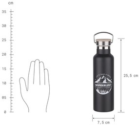 WANDERLUST Termoska s rukojeťou 650 ml - čierna