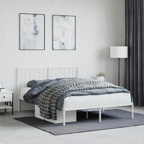 Kovový rám postele s čelom biely 140x200 cm 374487