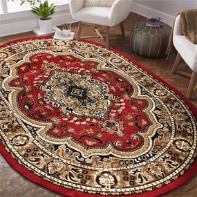Oválny vintage koberec červenej farby Šírka: 80 cm | Dĺžka: 150 cm