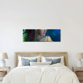 Obraz - Pohľad mladej ženy (s hodinami) (90x30 cm)