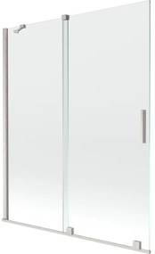 Mexen Velar, 2-krídlová posuvná vaňová zástena 140 x 150 cm, 8mm číre sklo, brúsená oceľ, 896-140-000-01-97