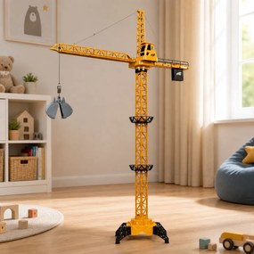 LEAN Toys Stavebný žeriav s diaľkovým ovládaním RC, otočný o 360°, nosnosť 120 g, dĺžka ramena 71 cm