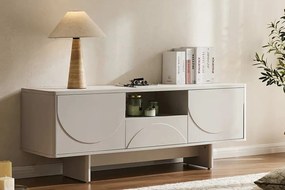 Luxusný TV stolík LUNA 150cm Biely matný & Keramika Mramor