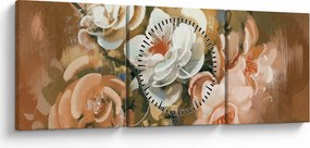 Obraz - Maľovaná kytica kvetov (s hodinami) (90x30 cm)