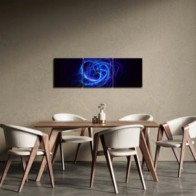 Obraz modrého abstraktného klbka (s hodinami) (90x30 cm)