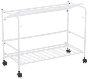 CONFORTIME 2. akosť - Pojazdný regál, skladacia polica 2 poschodová XXL - 67 x 30 x 45 cm - biela