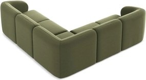 Zelená zamatová rohová pohovka Lani – Makamii