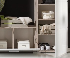 Predsieňová stena Sixx, pieskový dub/biela lesk