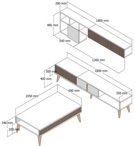 Súprava nábytku do obývacej izby Milonella (orech + antracit). Vlastná spoľahlivá doprava až k Vám domov. 1107143