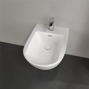 VILLEROY &amp; BOCH Subway 3.0 závesný bidet s otvorom, s prepadom, 375 x 560 mm, Stone White, s povrchom CeramicPlus, 447000RW