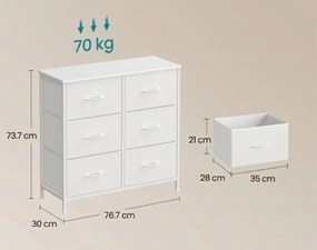 Komoda s textilnými zásuvkami VELMIO 77 x 74 cm, biela