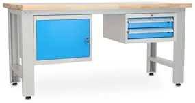 Dielenský stôl Solid OAK-12, 180 cm, 2 závesné boxy, dub