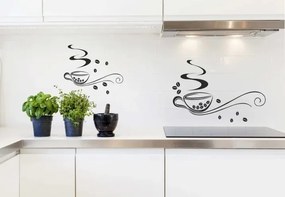 Nálepka na stenu do kuchyne dve šálky lahodnej kávy 50 x 100 cm