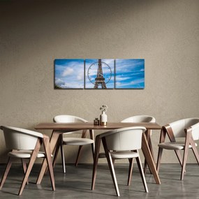 Obraz - Eiffelova veža (s hodinami) (90x30 cm)