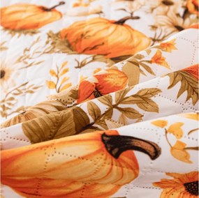 Prehoz na posteľ FLOWERS AND PUMPKINS, oranžový Rozmer: 170 x 210 cm