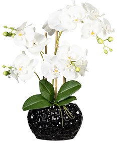 Gasper Umelý kvet Orchidea 55 cm v keramickej váze, biela