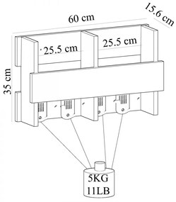 Nástenný vešiak Wink 60 cm hnedý