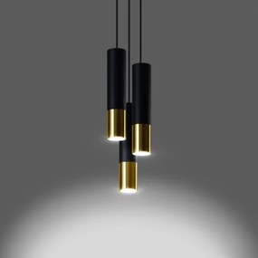 Sollux SL.0955 - Luster na lanku LOOPEZ 3xGU10/10W/230V guľatý čierna/zlatá