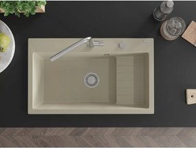Mexen Omar, 1-komorový granitový drez 800x480x210 mm, chrómový sifón, béžová, 6520801005-69