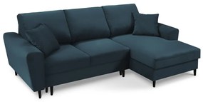 Tmavomodrá menčestrová rozkladacia/s úložným priestorom rohová pohovka (pravý roh/s leňoškou) Kyoto – Cosmopolitan Design