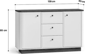 Komoda Amberto 138 cm so zásuvkami - kašmírová / dub windmill tmavý