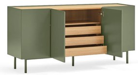 Zelená/v prírodnej farbe nízka komoda v dekore duba 165x78 cm Arista – Teulat