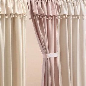Biely záves Astoria so strapcami na strieborné priechodky 140 x 260 cm